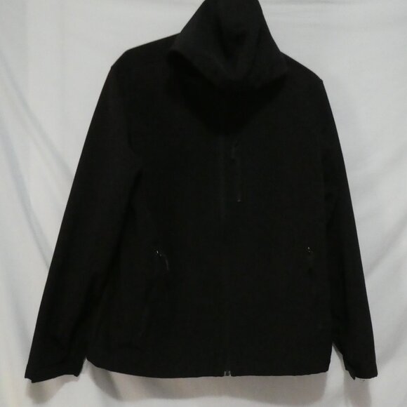 ATHLETIC WORKS | medium | Black Zip-Up Fleece Lined Hooded Jacket | Zip Pockets - Picture 1 of 16